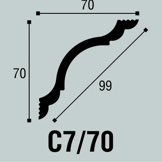 Потолочный плинтус из полистирола С7/70 70*70