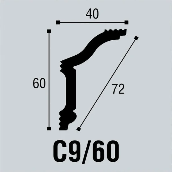 Потолочный плинтус из полистирола С9/60 60*40