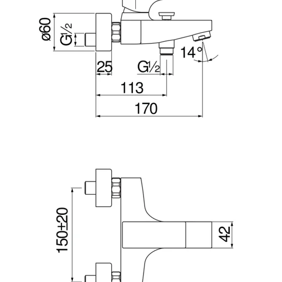 Сантехника Смеситель для ванны Nobili Seven SE124110/1BM, матовый черный